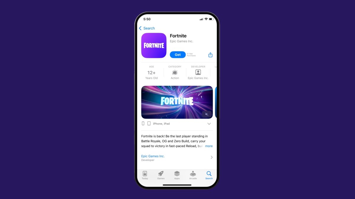 Fortnite beş illik fasilədən sonra App Store-a qayıtdı