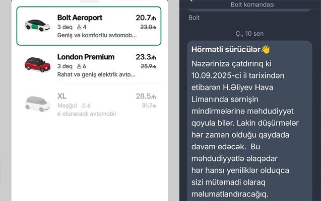Bu gündən aeroportdan şəhərə taksi sifariş etmək olmur