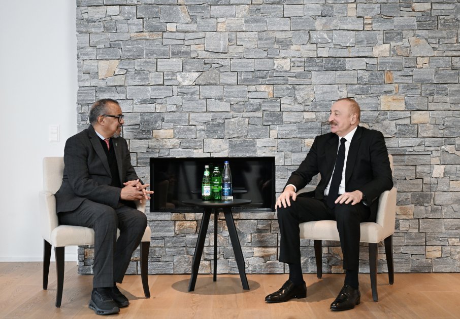 Prezident Davosda Ümumdünya Səhiyyə Təşkilatının Baş direktoru ilə görüşdü