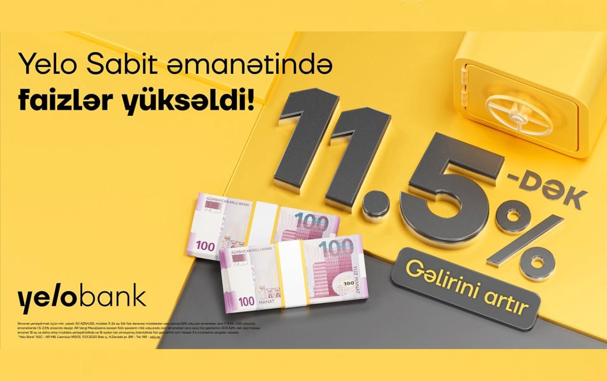 “Yelo Sabit” əmanət ilə illik 11.5%-dək yüksək gəlir