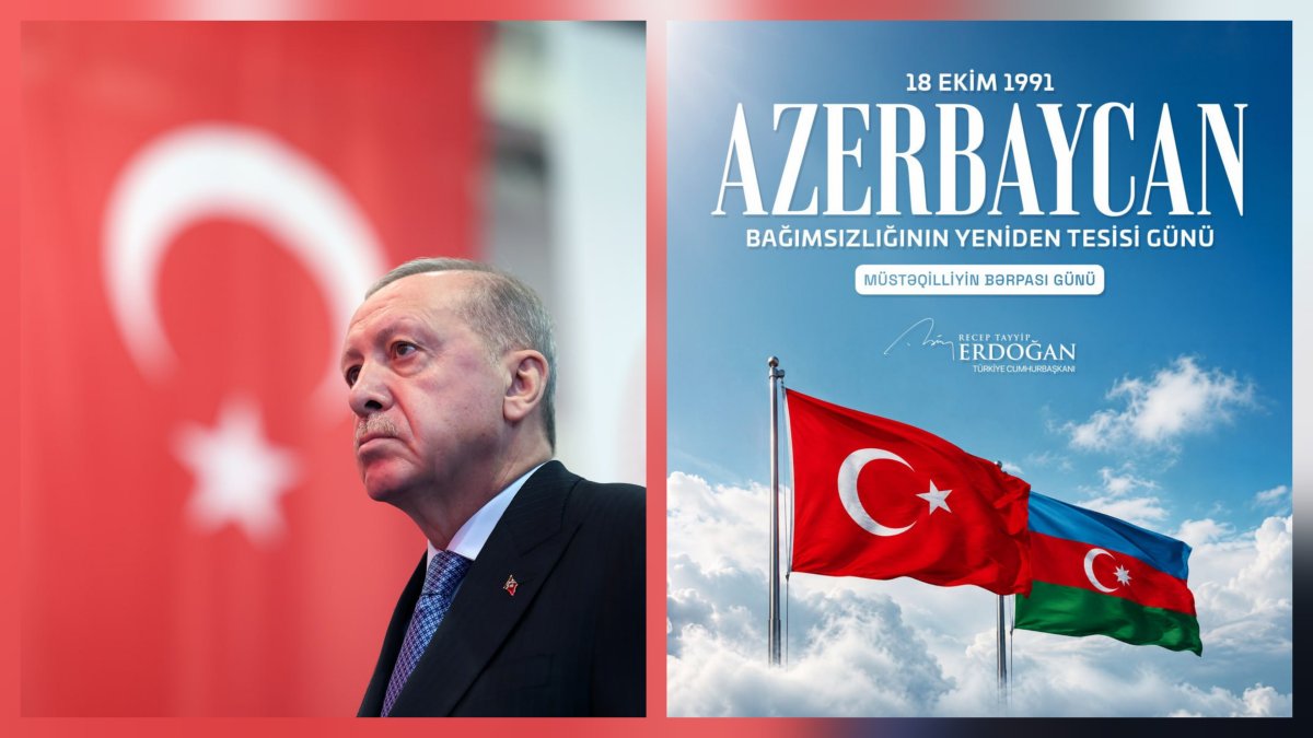 Ərdoğan Azərbaycanı Müstəqilliyin Bərpası Günü münasibətilə təbrik edib