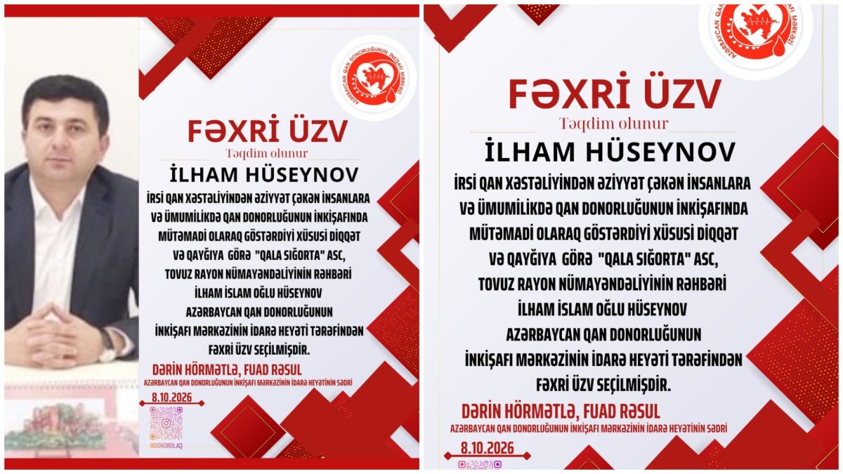 İlham Hüseynov Fəxri Üzvlüyə layiq görüldü